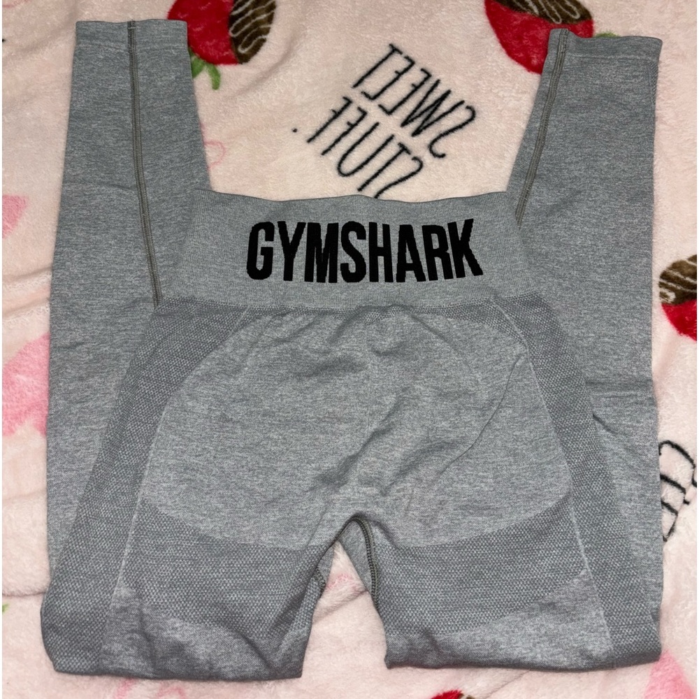 Gymshark high waisted flex leggings grey with black logo